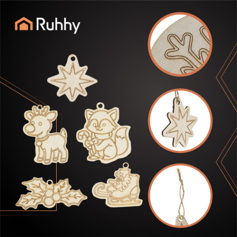 Dřevěné vánoční ozdoby k malování 24 ks Ruhhy 26471 ~ 2