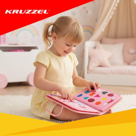 Vzdělávací interaktivní knížka pro děti - růžový Kruzzel 26880 ~ 2