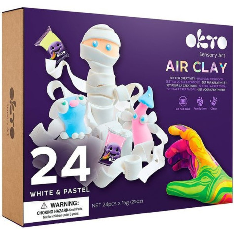 OKTO SENSORY ART Samoschnoucí modelovací hmota set 24 ks bílá a pastel ~ 3