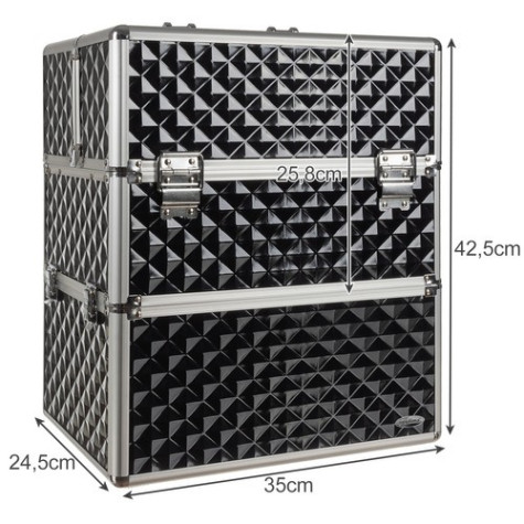 Přenosný kosmetický kufřík XL černý Soulima 22529 ~ 11