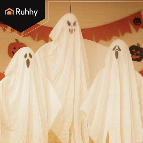 Halloweenská dekorace Duch 3 ks Ruhhy 25957 ~ 3