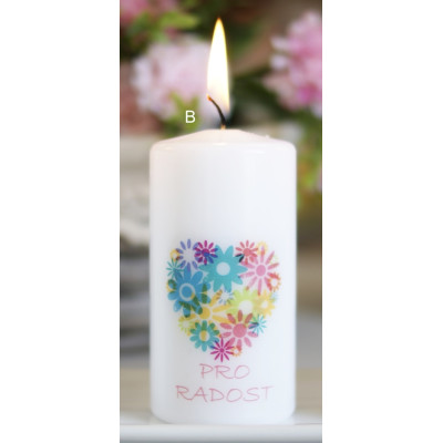 Svíčka s věnováním válec 5x10cm - Pro radost