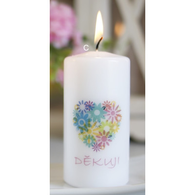 Svíčka s věnováním válec 5x10cm - Děkuji