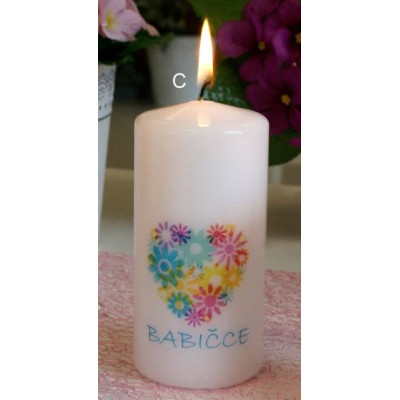 Svíčka s věnováním válec 6x12cm - Babičce