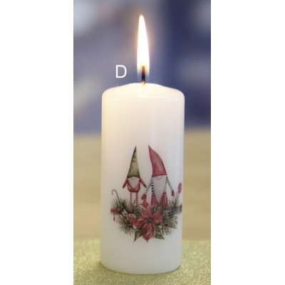 Svíčka Vánoční motiv válec 4x9cm - Skřítci