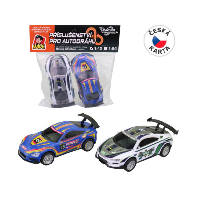 MaDe Náhradní autíčka k autodráze 2 ks modré/bílé 1:43