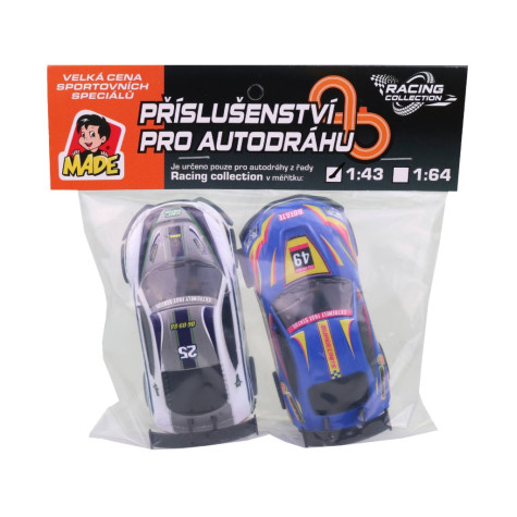 MaDe Náhradní autíčka k autodráze 2 ks modré/bílé 1:43 ~ 3