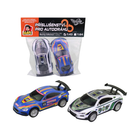 MaDe Náhradní autíčka k autodráze 2 ks modré/bílé 1:43 ~ 5