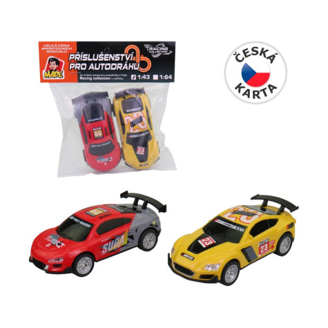 MaDe Náhradní autíčka k autodráze 2 ks červené/žluté 1:43 ~ 1