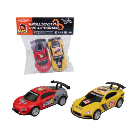 MaDe Náhradní autíčka k autodráze 2 ks červené/žluté 1:43 ~ 4