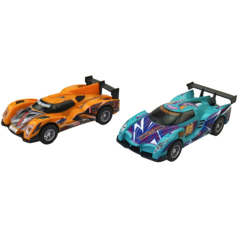MaDe Náhradní autíčka k autodráze 2 ks oranžové/modré 1:43 ~ 2
