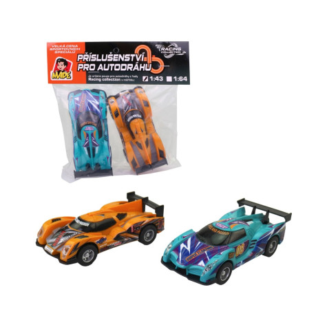 MaDe Náhradní autíčka k autodráze 2 ks oranžové/modré 1:43 ~ 5