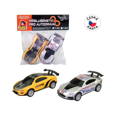 MaDe Náhradní autíčka k autodráze 2 ks žluté/stříbrné 1:43 ~ 1