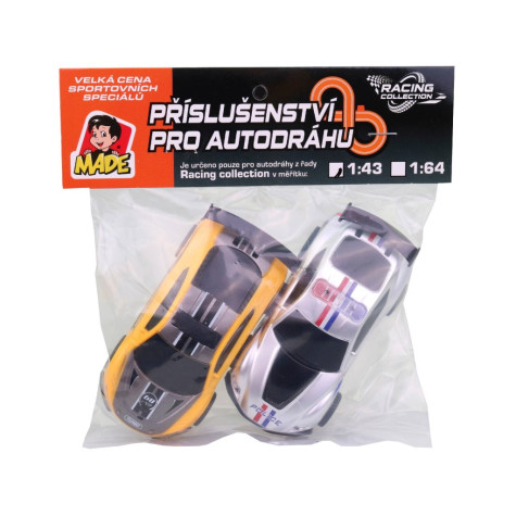 MaDe Náhradní autíčka k autodráze 2 ks žluté/stříbrné 1:43 ~ 3
