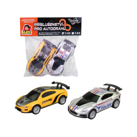 MaDe Náhradní autíčka k autodráze 2 ks žluté/stříbrné 1:43 ~ 5