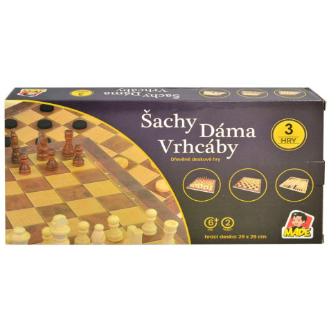 MaDe Šachy 3v1 Dáma Vrhcáby 29x29cm ~ 5