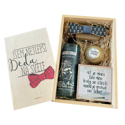 Dárková dřevěná bedna - Pro dědečka - malá