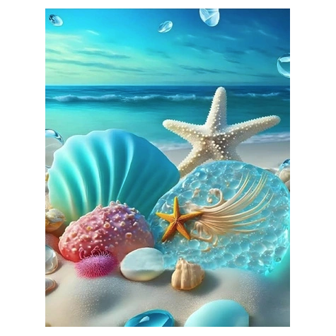 Norimpex Diamantový obrázek malování 30x40cm - Poklady moře na pláži ~ 1