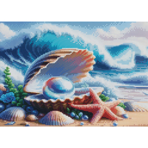 Norimpex Diamantový obrázek malování 30x40cm - Perla v mušli na pláži ~ 2