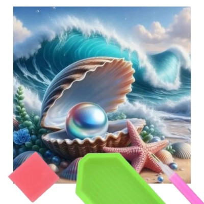 Norimpex Diamantový obrázek malování 30x40cm - Perla v mušli na pláži
