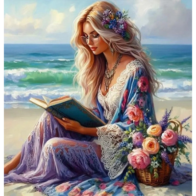 Norimpex Diamantový obrázek malování 30x40cm - Dívka s knihou