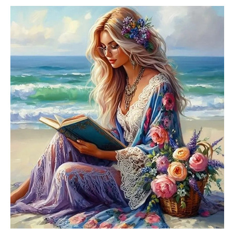 Norimpex Diamantový obrázek malování 30x40cm - Dívka s knihou ~ 1
