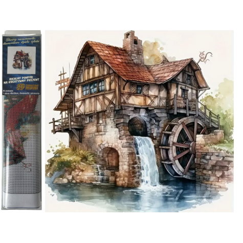 Norimpex Diamantový obrázek malování 30x40cm - Domek s mlýnem ~ 1