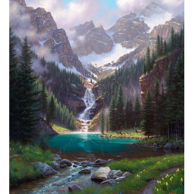 Norimpex Diamantový obrázek malování 30x40cm - Smaragdový potok v horách