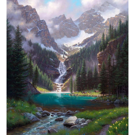 Norimpex Diamantový obrázek malování 30x40cm - Smaragdový potok v horách ~ 1