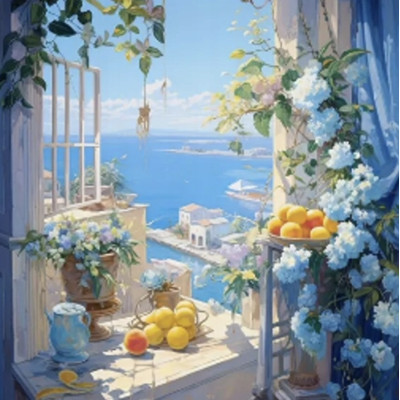 Norimpex Diamantový obrázek malování 30x40cm - Výhled na řecké pobřeží