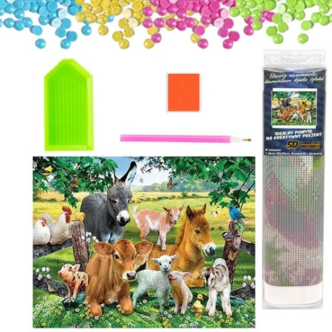 Norimpex Diamantový obrázek malování 30x40cm - Zvířátka ze farmě ~ 2