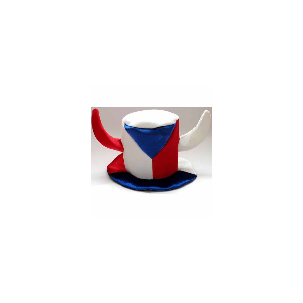 Fandící klobouk s rohama Česká vlajka