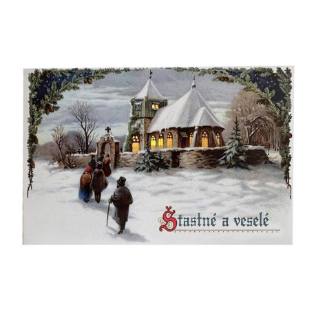 Dekorační papírový svícen pro LED svíčku - kostel ~ 1