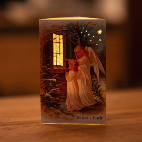 Dekorační papírový svícen pro LED svíčku - anděl ~ 2