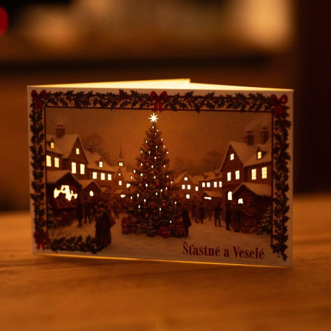 Dekorační papírový svícen pro LED svíčku XL - Vánoční trh ~ 3
