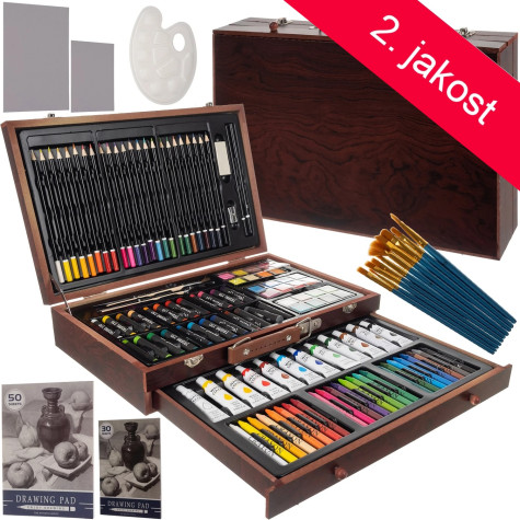 2.JAKOST Malířská sada v dřevěném kufříku 129 ks Maaleo 21644 ~ 1