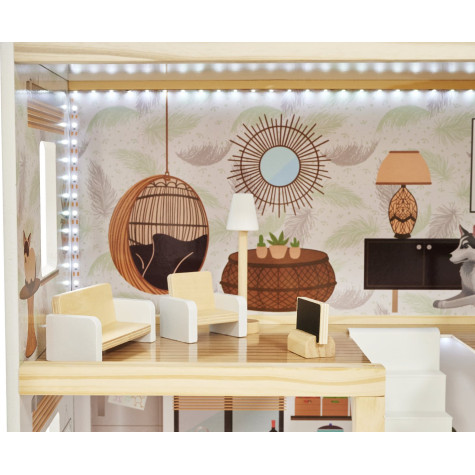 2.JAKOST KIK Dřevěný domeček pro panenky v Boho stylu ~ 11