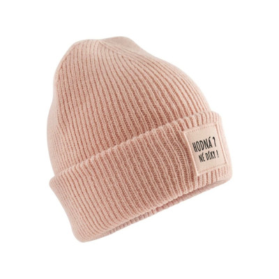 Dětský pletený kulich - Hodná? Ne díky - světle růžová