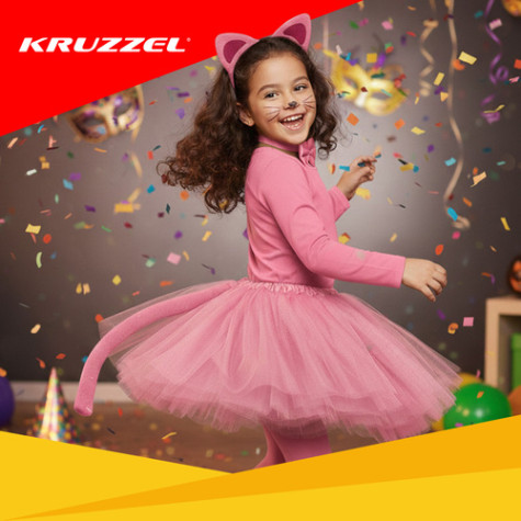 Dětský kostým Kočka 4 ks růžový Kruzzel 26517 ~ 2