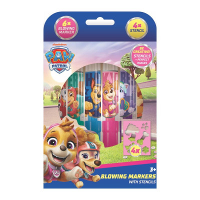 Fixy foukací 6ks se šablonami růžová Tlapková patrola/Paw patrol