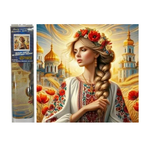 Norimpex Diamantový obrázek malování 30x40cm - Slovanská dívka v máku ~ 5