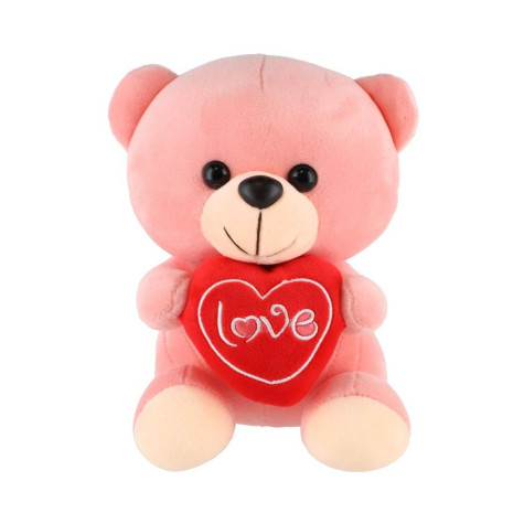 Teddies Medvídek sedící se srdíčkem plyš 19cm ~ 1