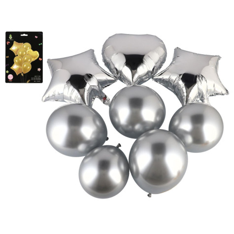 Sada nafukovacích balónků se srdcem 8 ks - stříbrné ~ 1