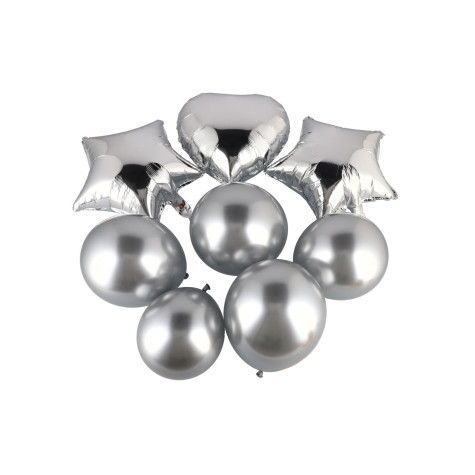 Sada nafukovacích balónků se srdcem 8 ks - stříbrné ~ 2