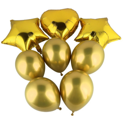 Sada nafukovacích balónků se srdcem 8 ks - zlaté