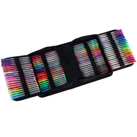 Barevná gelová pera v pouzdře 100 ks + 100 náplní ~ 5