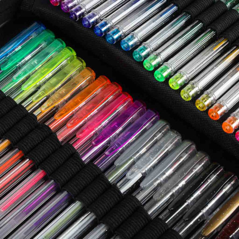 Barevná gelová pera v pouzdře 100 ks + 100 náplní ~ 8