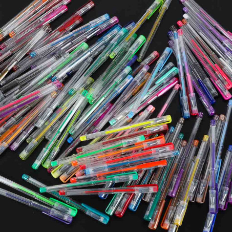 Barevná gelová pera v pouzdře 100 ks + 100 náplní ~ 10