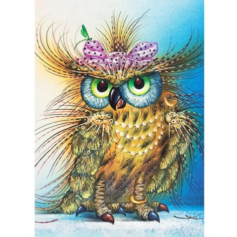 Norimpex Diamantový obrázek malování 30x40cm svítící ve tmě - Sova s mašlí ~ 2