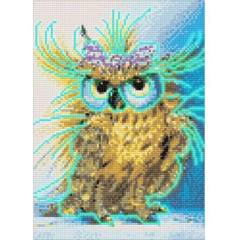 Norimpex Diamantový obrázek malování 30x40cm svítící ve tmě - Sova s mašlí ~ 3